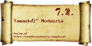 Tamaskó Modeszta névjegykártya